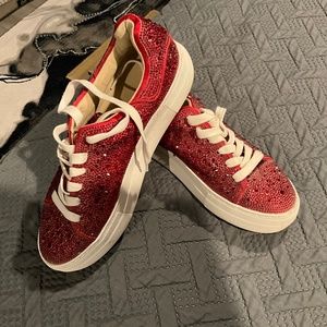 Betsy Johnson Red Sparkle Sneakers